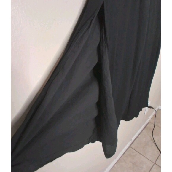 Boston Proper Black Rayon Wide Split Leg Flare Palazzo Pants Sz L Pockets Lined - Picture 3 of 9
